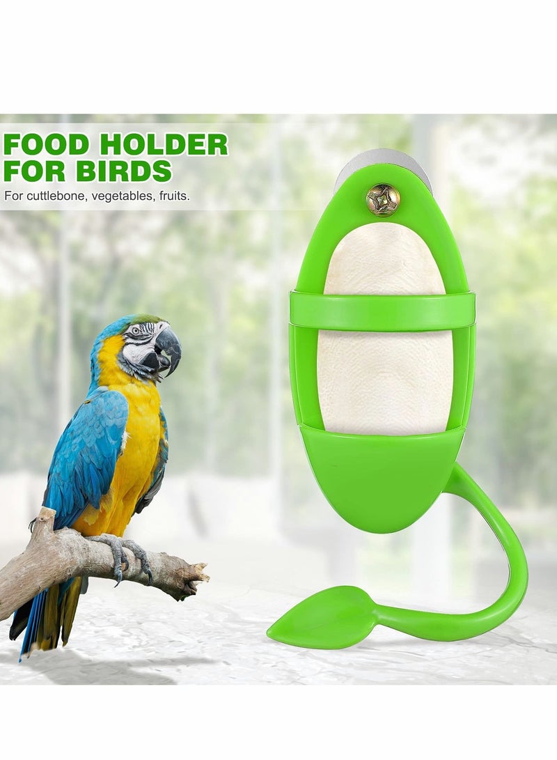 Excefore رف أكواب تغذية الطيور، حامل عظم الحبار للطيور مع مجاثم، رفوف تغذية من البلاستيك على شكل عظمة عناق - Image 3