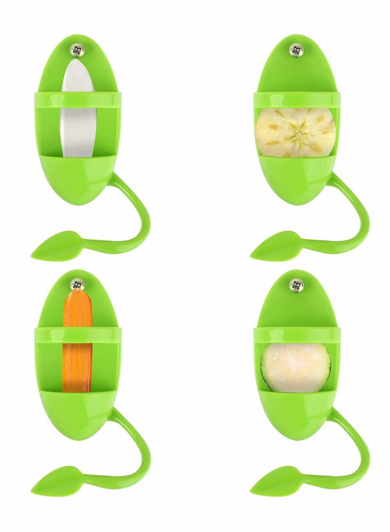 Excefore رف أكواب تغذية الطيور، حامل عظم الحبار للطيور مع مجاثم، رفوف تغذية من البلاستيك على شكل عظمة عناق - Image 4