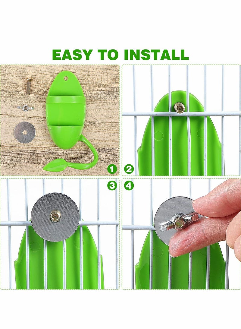 Excefore رف أكواب تغذية الطيور، حامل عظم الحبار للطيور مع مجاثم، رفوف تغذية من البلاستيك على شكل عظمة عناق - Image 5