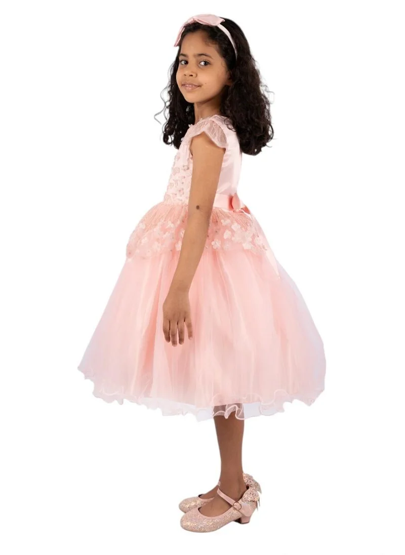 D'Daniela Clara Pink Flower Dress with Headband