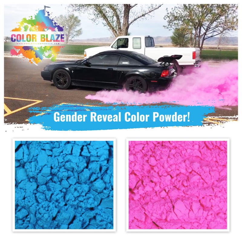 Color Blaze Black-Out Baby Gender Reveal Powder - 2lbs of Colored Powder for Boy or Girl, For Car & Motorcycle Burnout, Toss, Photoshoot, Reveal Party & Festival - 2 Pack of 1 lb - Pink & Blue - Image 2