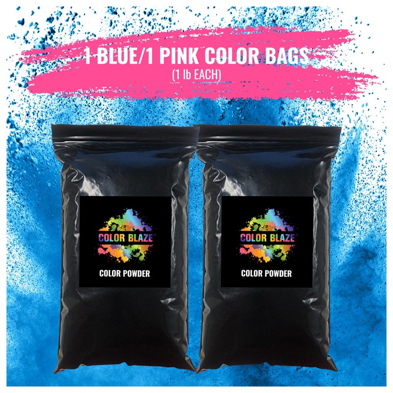Color Blaze Black-Out Baby Gender Reveal Powder - 2lbs of Colored Powder for Boy or Girl, For Car & Motorcycle Burnout, Toss, Photoshoot, Reveal Party & Festival - 2 Pack of 1 lb - Pink & Blue - Image 5