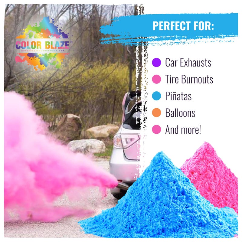 Color Blaze Black-Out Baby Gender Reveal Powder - 2lbs of Colored Powder for Boy or Girl, For Car & Motorcycle Burnout, Toss, Photoshoot, Reveal Party & Festival - 2 Pack of 1 lb - Pink & Blue - Image 4
