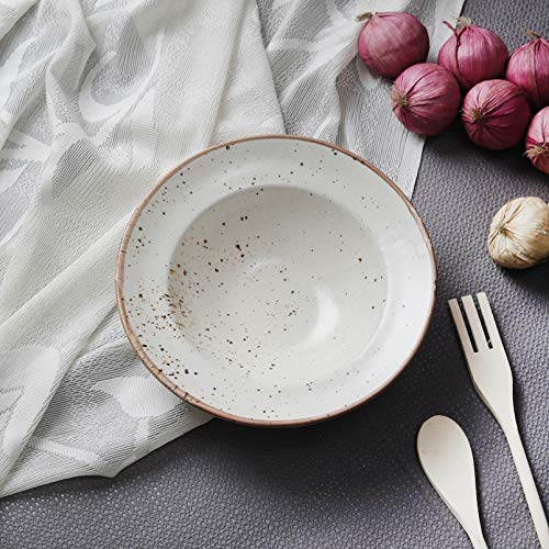 miah decor Ceramic Serving Bowl | Speckled Ivory Rustic Stoneware Style Bowl for Rice, Curry, Gravy & Salad | Deep Multipurpose Serving Dish for Parties & Family Meals (Style 9) - Image 1