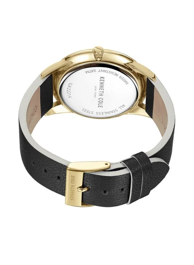 Kenneth Cole New York Watch For Men With Black Genuine Leather Strap 42mm