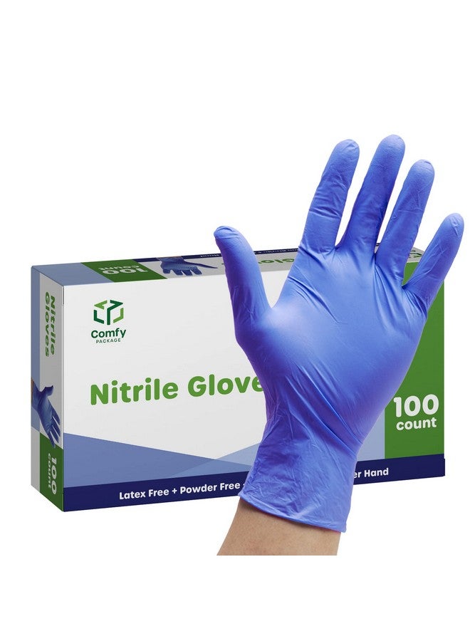 Comfy Package [100 Count Blue Nitrile Gloves, Disposable Gloves - 4 Mil, Latex & Rubber Free, Non-Sterile Powder Free Gloves - Medium - Image 1