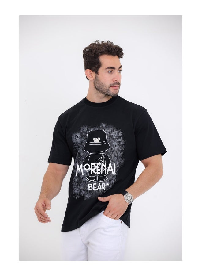 WHITE RABBIT "Morenal Bear" Printed black T-Shirt  - Image 3