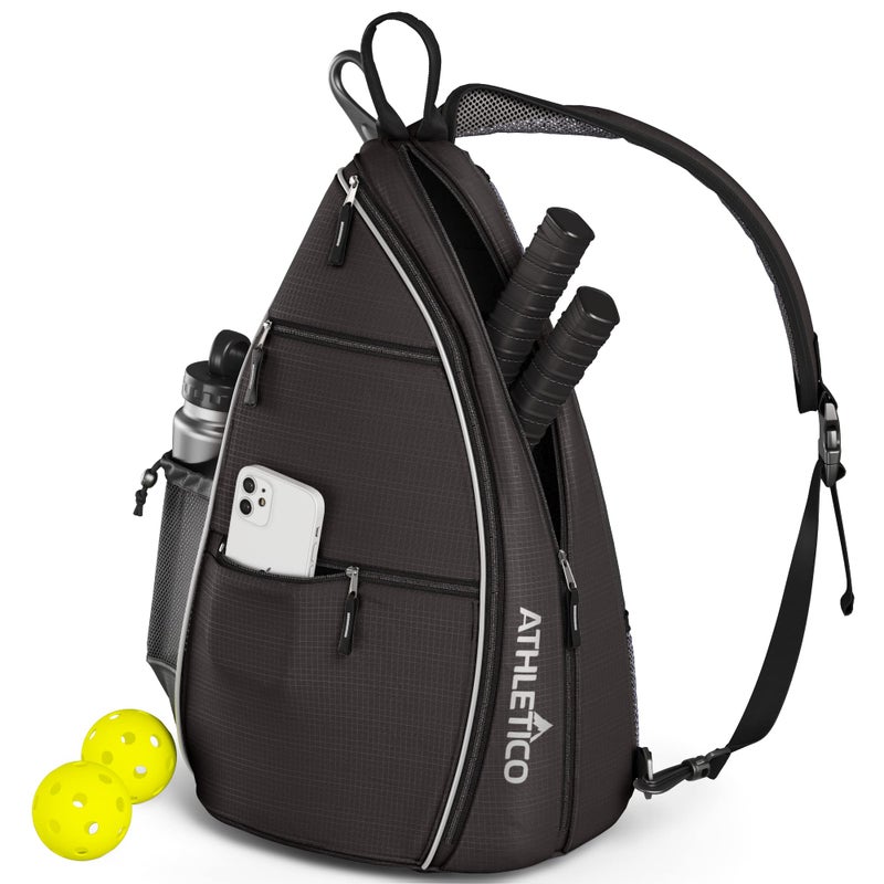 Athletico Sling Bag - Crossbody Backpack for Pickleball, Tennis, Racketball, and Travel for Men and Women (Black) - Image 1