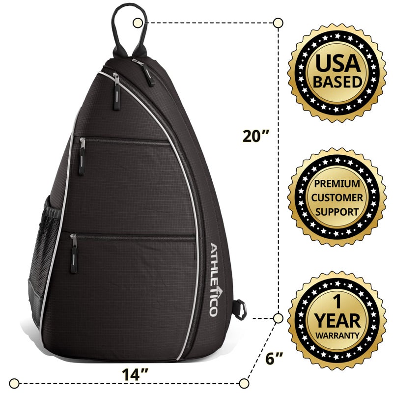 Athletico Sling Bag - Crossbody Backpack for Pickleball, Tennis, Racketball, and Travel for Men and Women (Black) - Image 5