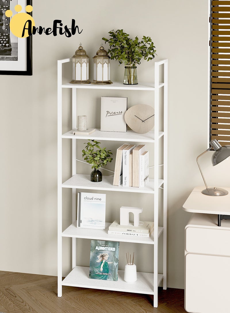 آن فش رفوف تخزين كتب من 5 طبقات، رفوف قائمة، رف خباز للمطبخ، رف عرض مفتوح مع منظم خزانة، حامل فرن ميكروويف لغرفة المعيشة والمطبخ، 60 × 30 × 154 سم - Image 3
