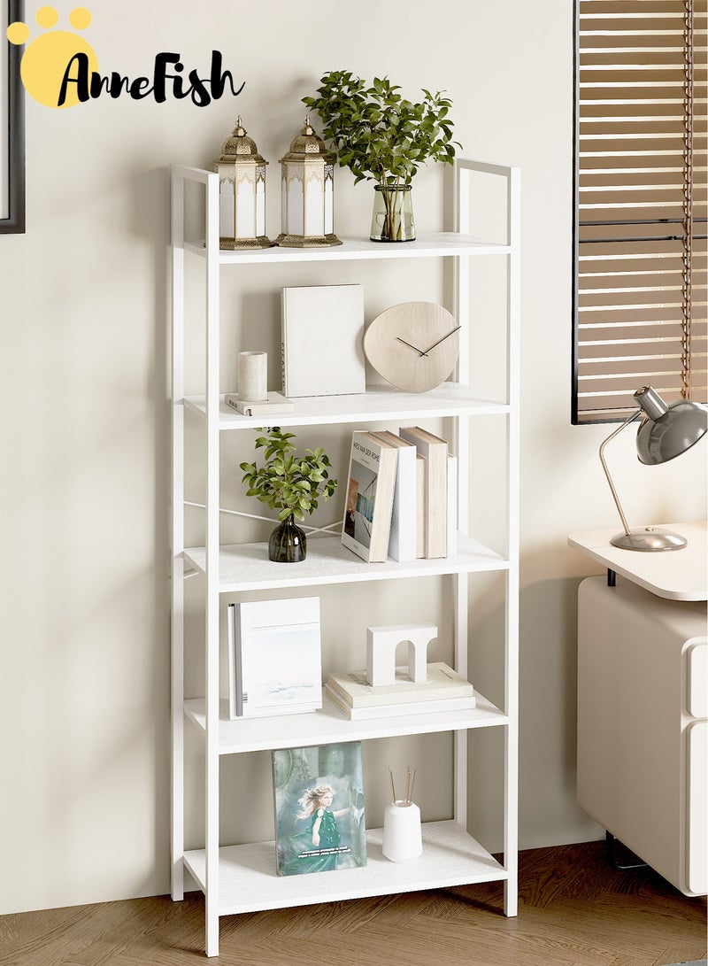 آن فش رفوف تخزين كتب من 5 طبقات، رفوف قائمة، رف خباز للمطبخ، رف عرض مفتوح مع منظم خزانة، حامل فرن ميكروويف لغرفة المعيشة والمطبخ، 60 × 30 × 154 سم - Image 5