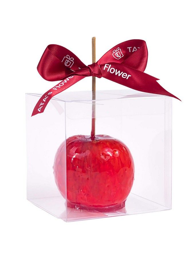 HAOHAN Clear Candy Apple Boxes With Hole 4"X 4"X 4" Transparent Favor Boxes Set Of 20 Foodgrade Treat Box For Caramel Apples Cake Pops Cookies Chocolates (Clear 20) - Image 1