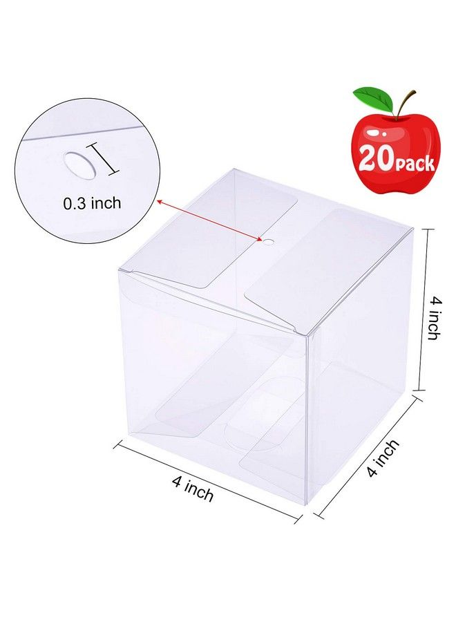 HAOHAN Clear Candy Apple Boxes With Hole 4"X 4"X 4" Transparent Favor Boxes Set Of 20 Foodgrade Treat Box For Caramel Apples Cake Pops Cookies Chocolates (Clear 20) - Image 3