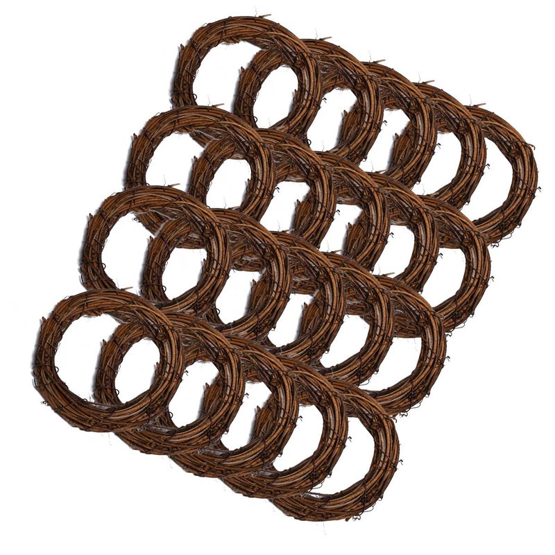 Worown 20 Pcs 4 Natural Grapevine Wreaths Set Vine Branch Wreath Rattan Wreath for DIY Christmas Craft Front Door Wall Hanging Wedding and Party Decors