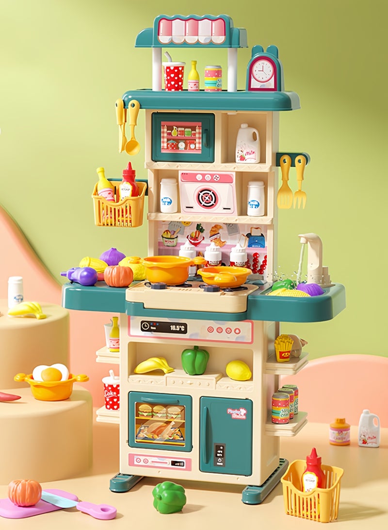 Kids Kitchen Playset, 43pcs Cooking Stove, Paly Sink, Oven, Kitchen Toys with Realistic Lights & Sounds, Pretend Play Toys, Kitchen Toys for Toddlers, Pretend Food Toys - Image 1