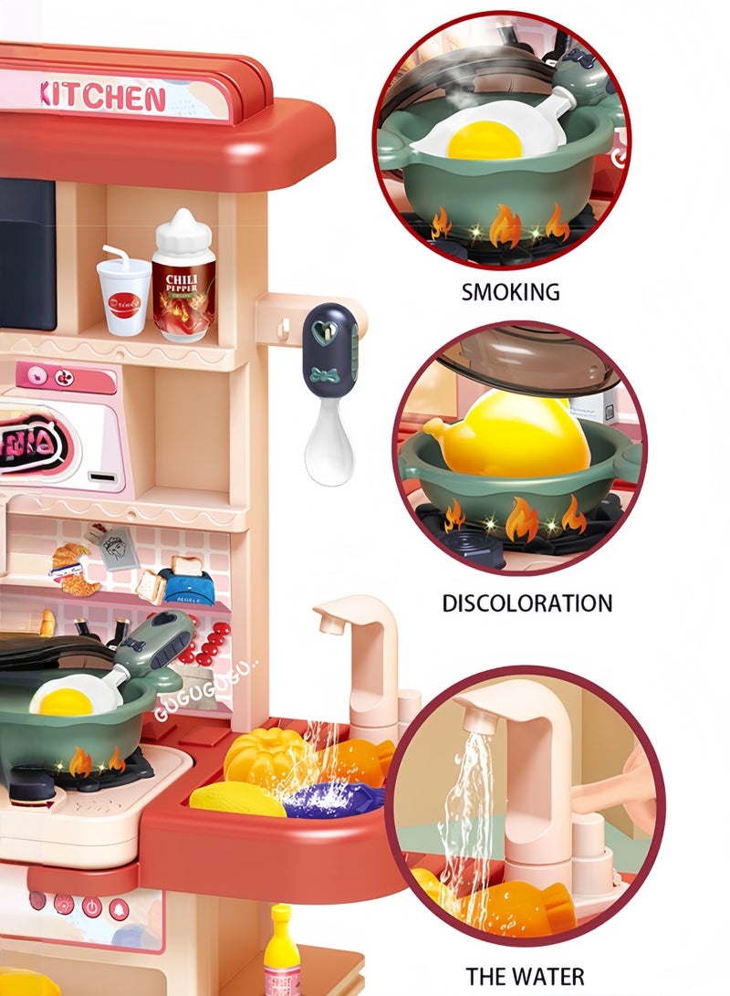 Kids Kitchen Playset, 43pcs Cooking Stove, Paly Sink, Oven, Kitchen Toys with Realistic Lights & Sounds, Pretend Play Toys, Kitchen Toys for Toddlers, Pretend Food Toys - Image 4