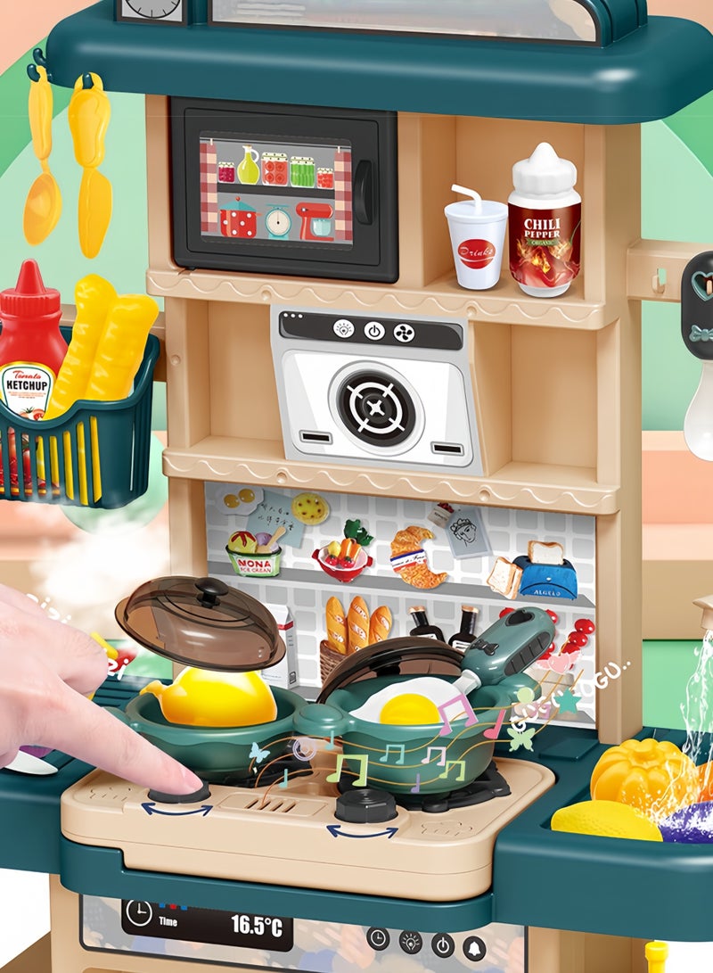 Kids Kitchen Playset, 43pcs Cooking Stove, Paly Sink, Oven, Kitchen Toys with Realistic Lights & Sounds, Pretend Play Toys, Kitchen Toys for Toddlers, Pretend Food Toys - Image 5