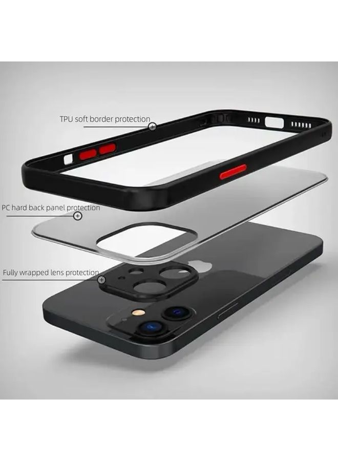 غلاف هاتف شفاف بلوري أسود اللون بتصميم مطفي غير لامع لـ Redmi A3x، مع حواف ناعمة وملمس حريري. - Image 2