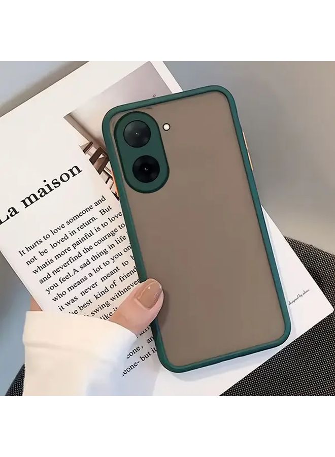 غلاف هاتف شفاف بلوري أسود اللون بتصميم مطفي غير لامع لـ Redmi A3x، مع حواف ناعمة وملمس حريري. - Image 1