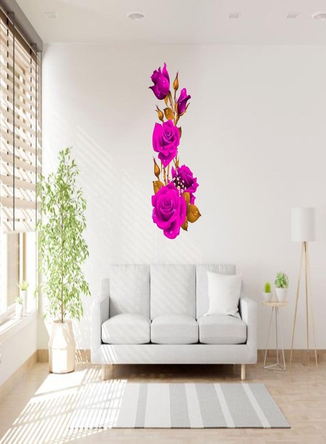 ملصق حائط من الفينيل بتصميم وردة وردية من Luxe Decore لغرفة الأطفال، غرفة النوم، غرفة المعيشة، (المقاس - 35 سم × 60 سم) - Image 4