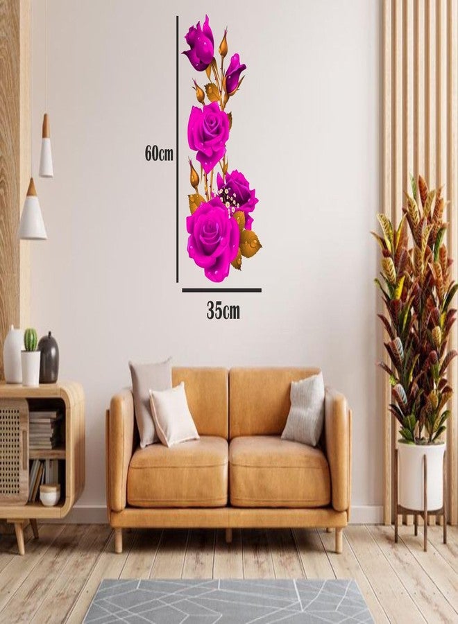 ملصق حائط من الفينيل بتصميم وردة وردية من Luxe Decore لغرفة الأطفال، غرفة النوم، غرفة المعيشة، (المقاس - 35 سم × 60 سم) - Image 2