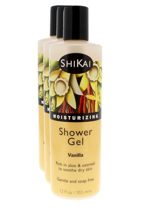 ShiKai Daily Moisturizing Shower Gel Vanilla 12oz Pack of 3  Gentle Formula  Aloe Vera  Oatmeal for Soft Healthy Skin  Dry Skin Relief