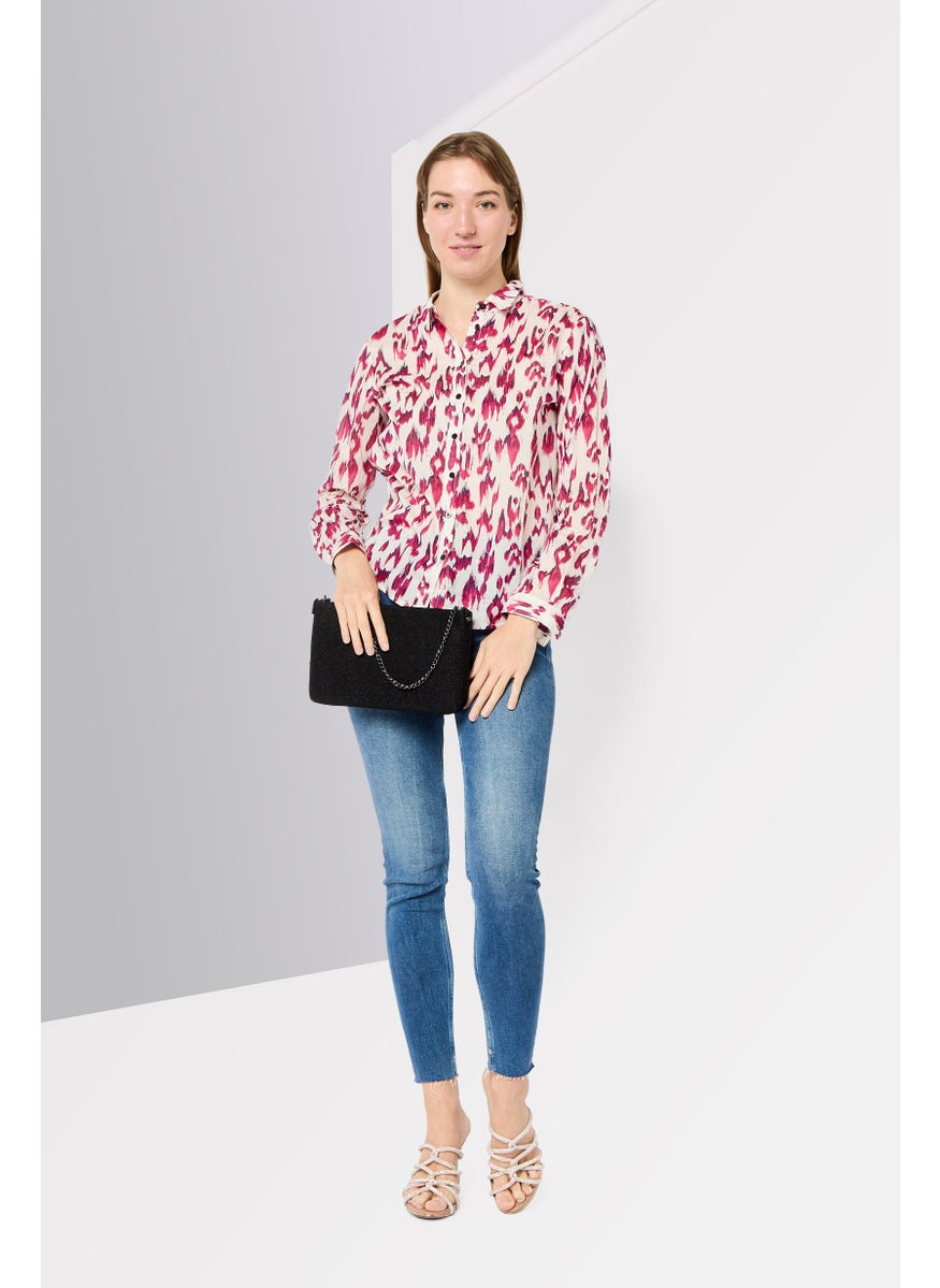 Scotch & Soda Women Pointed Collar Animal Print Long Sleeve Shirt, Multicolor  - Image 2