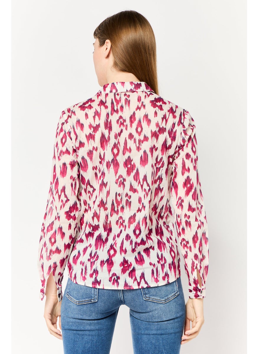 Scotch & Soda Women Pointed Collar Animal Print Long Sleeve Shirt, Multicolor  - Image 4