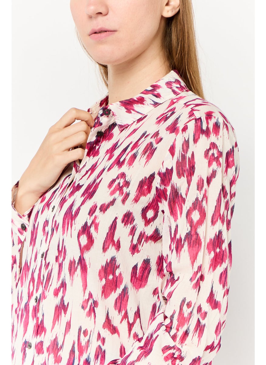 Scotch & Soda Women Pointed Collar Animal Print Long Sleeve Shirt, Multicolor  - Image 3