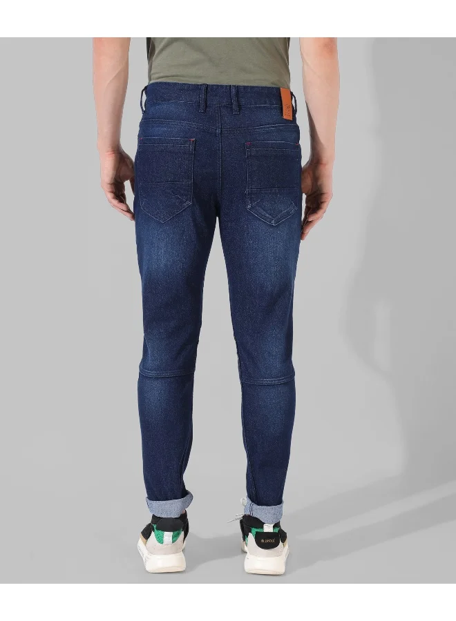 Campus Sutra Men's Classic Blue Dark-Washed Regular Fit Denim Jeans