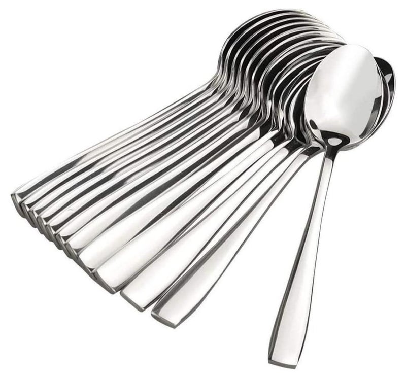 هويتك طقم ملاعق عشاء ستانلس ستيل طول 16 سم طقم من 12 قطعة فضي - Image 1