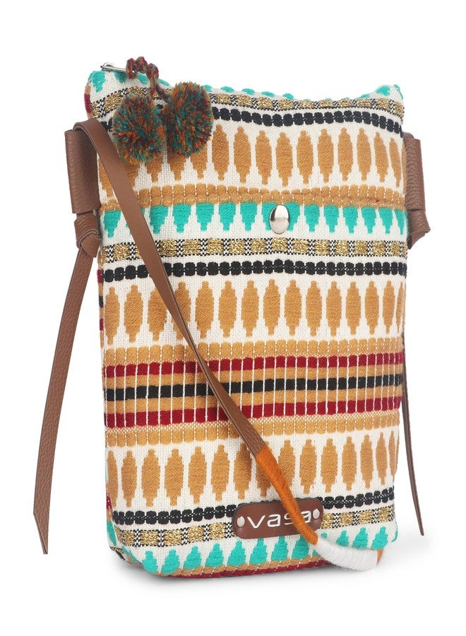 VASA Handcrafted Ethnic Shoulder Crossbody siling Bag, with Multicolour Woven Pattern, - Image 2