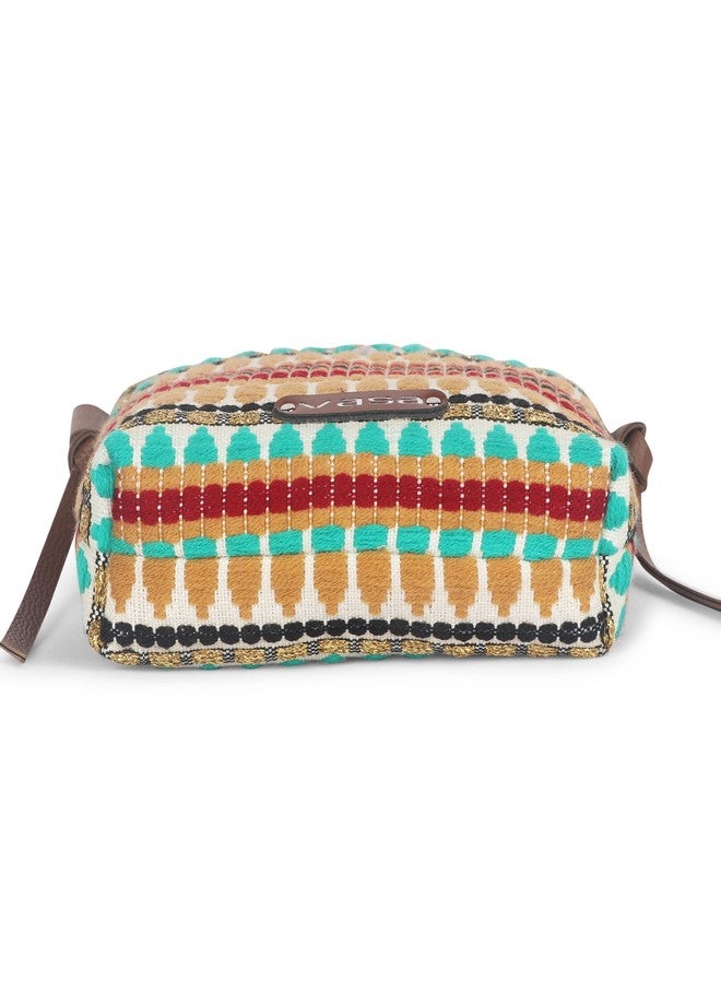 VASA Handcrafted Ethnic Shoulder Crossbody siling Bag, with Multicolour Woven Pattern, - Image 4