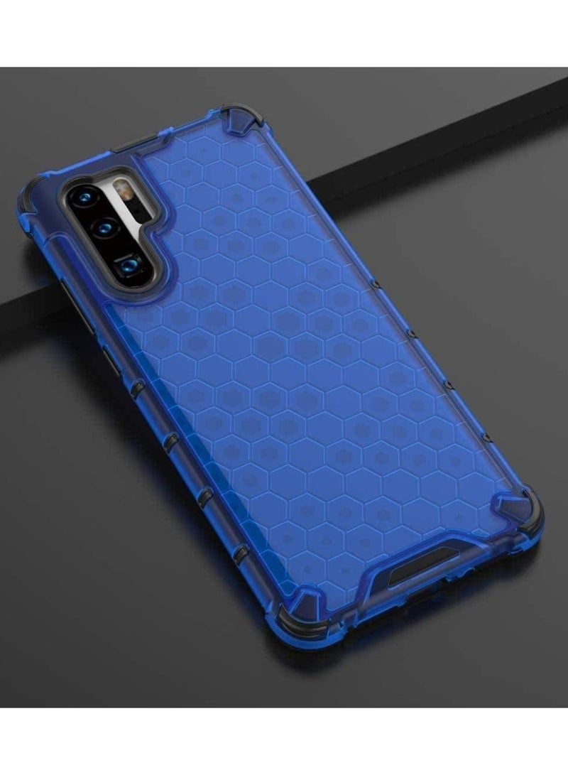 Case Cover Honeycomb Case Shockproof Camera Protection Cover Compatible with  Huawei P30 Pro (Blue) - Image 3
