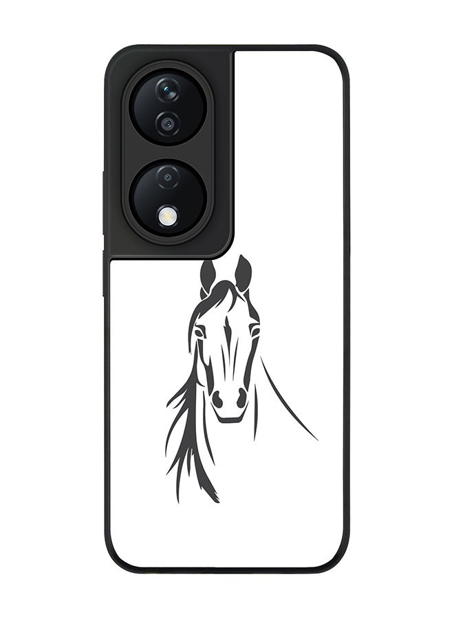 Stylizedd Rugged Black Edge Case for Honor X7b, Slim fit Soft Case Flexible Rubber Edges Anti Drop TPU Gel Thin Cover -  Arabian Stallion - Image 1