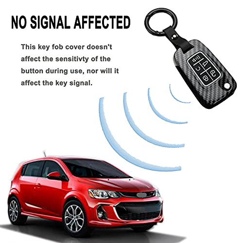 Muxkenper Key Fob Cover Fit for Chevy Camaro Cruze Limited Equinox Impala Limited Malibu Limited Sonic with Carbon Fiber Pattern (Black) - Image 5
