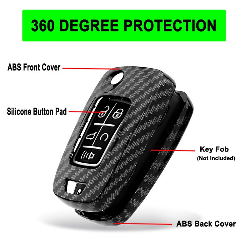 Muxkenper Key Fob Cover Fit for Chevy Camaro Cruze Limited Equinox Impala Limited Malibu Limited Sonic with Carbon Fiber Pattern (Black) - Image 3