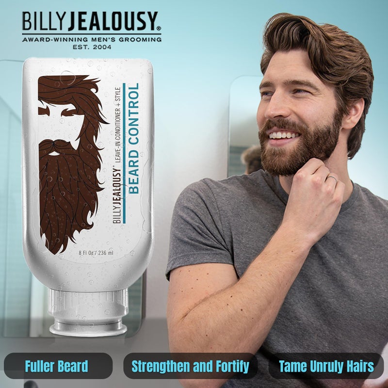 Billy Jealousy Original Beard Control Leave In Beard Conditioner for Men with Aloe Leaf Juice and Jojoba Seed Oil, Softens Hair and Skin, Light Hold with Matte Finish, 8 Fl Oz - Image 4