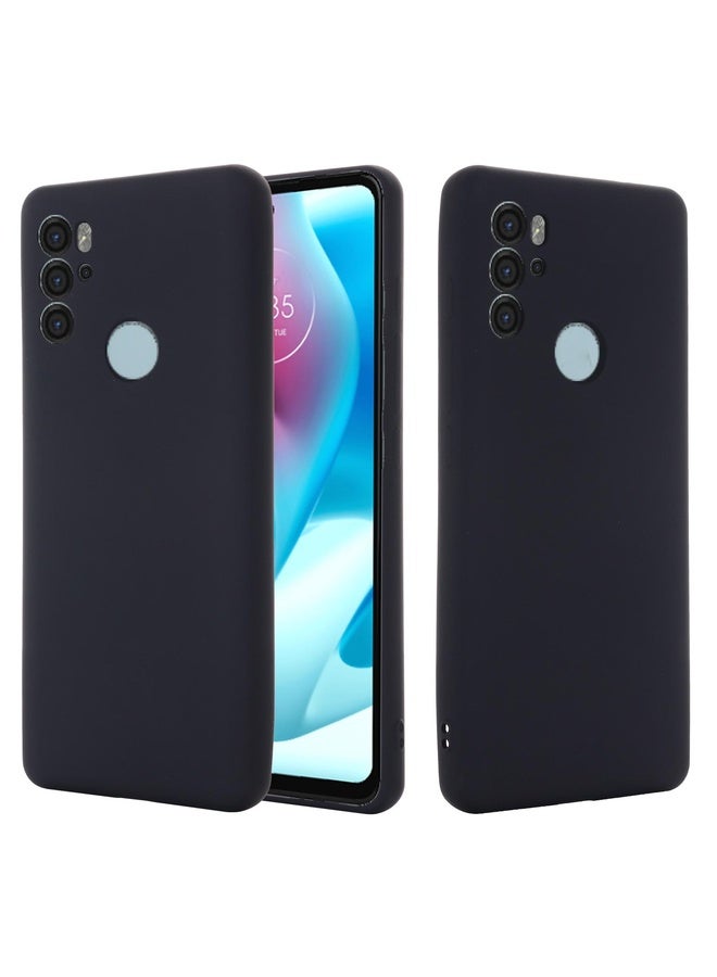 BURAQ Case Cover For Motorola Moto G60S Pure Color Liquid Silicone Shockproof Full Coverage Phone Case(Black) - Image 1