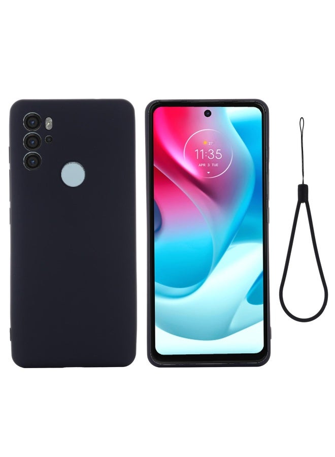 BURAQ Case Cover For Motorola Moto G60S Pure Color Liquid Silicone Shockproof Full Coverage Phone Case(Black) - Image 3