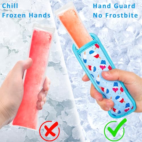 Amintiri Popsicle Holder for Kids, 6 Pieces Anti-Freezing Neoprene Sleeves, Cute Ice Pop Holder, Reusable Washable for Boys Girls - Image 4
