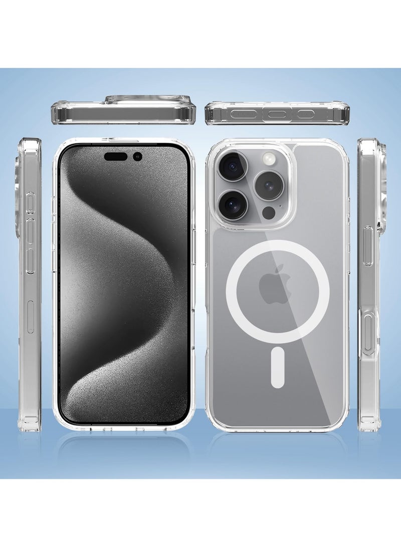 iPhone 16 Pro Max Clear Magnetic Cover Mag Safe Compatible Hybrid Protective Crystal Clear Hard Back Case Shockproof Silicone Frame Slim Transparent Case for Apple iPhone 16 Pro Max - Image 5