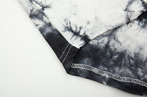 KLIEGOU Mens Hip Hop Tie-Dyed Hipster Curve Hem T Shirt(1803ZR White L) - Image 5