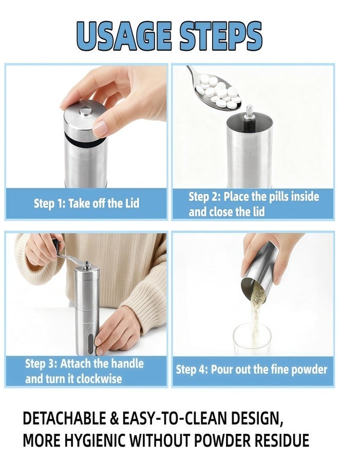 MuYuDaDi Pill Crusher Stainless Steel with Ceramic Burr for Fine Powder Grinding | Adjustable Manual Grinder for Elderly Care, Feeding Tube & Pet Pills - Image 5