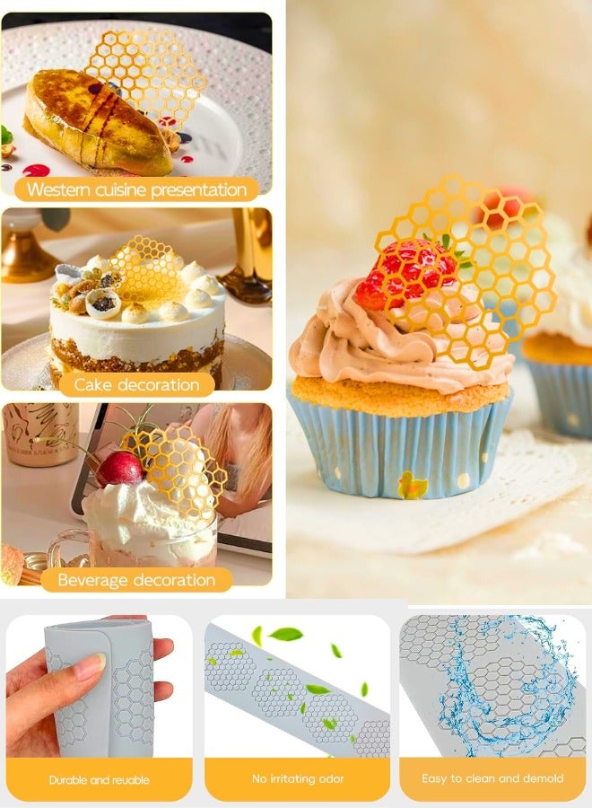 Chase Up Honeycomb Molds Silicone, 2 PCS Honeycomb Lace Mat, Fondant Molds,3D Beehive Lace Silicone Molds for Baking,Cake, Chocolate, Candy Decorating for Kitchen - Image 2