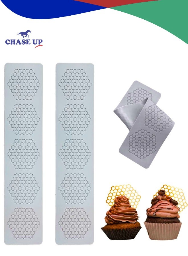 Chase Up Honeycomb Molds Silicone, 2 PCS Honeycomb Lace Mat, Fondant Molds,3D Beehive Lace Silicone Molds for Baking,Cake, Chocolate, Candy Decorating for Kitchen - Image 1