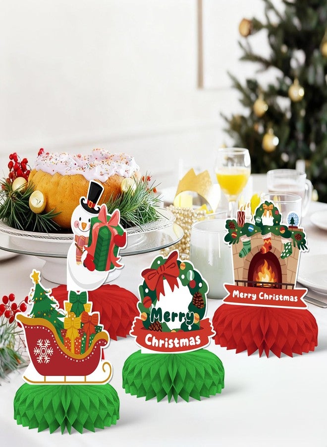 KSKSPE Christmas Party Decorations,8 PCS KSKSPE Christmas Honeycomb Table Centerpiece 3D Christmas Theme Party Decor,Christmas stockings Santa Claus Elements - Image 5