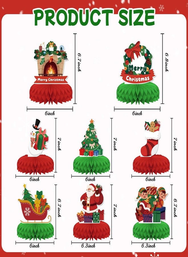 KSKSPE Christmas Party Decorations,8 PCS KSKSPE Christmas Honeycomb Table Centerpiece 3D Christmas Theme Party Decor,Christmas stockings Santa Claus Elements - Image 2