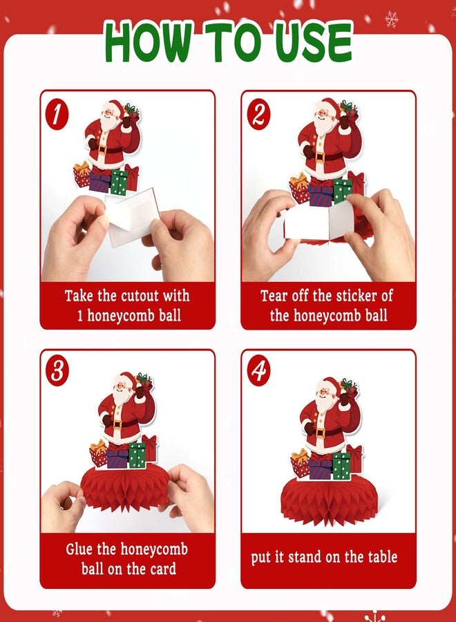 KSKSPE Christmas Party Decorations,8 PCS KSKSPE Christmas Honeycomb Table Centerpiece 3D Christmas Theme Party Decor,Christmas stockings Santa Claus Elements - Image 3