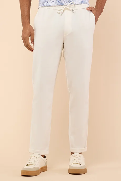 R&B Solid Pants with Drawstring Waist
